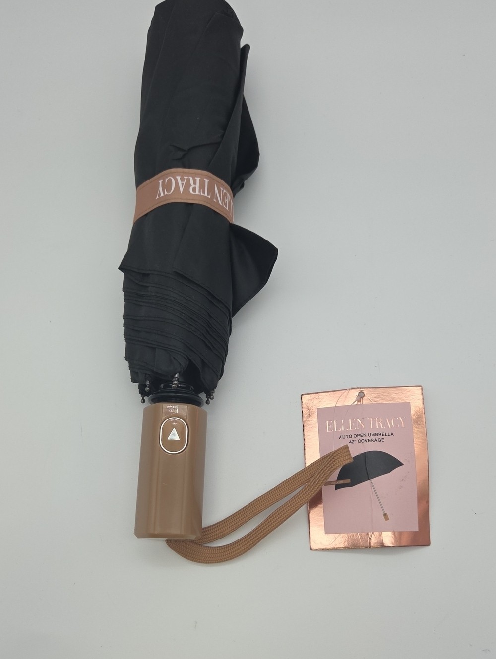 Ellen Tracy Auto Open Black Umbrella with 42\
