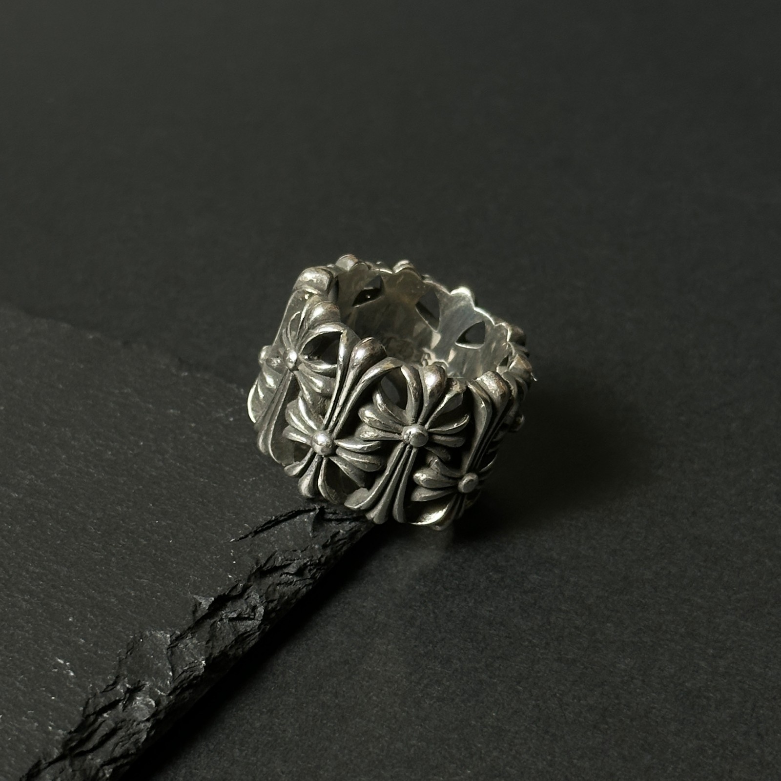 Chrome Hearts Silver Cemetery Cross Ring Size 10.75 US