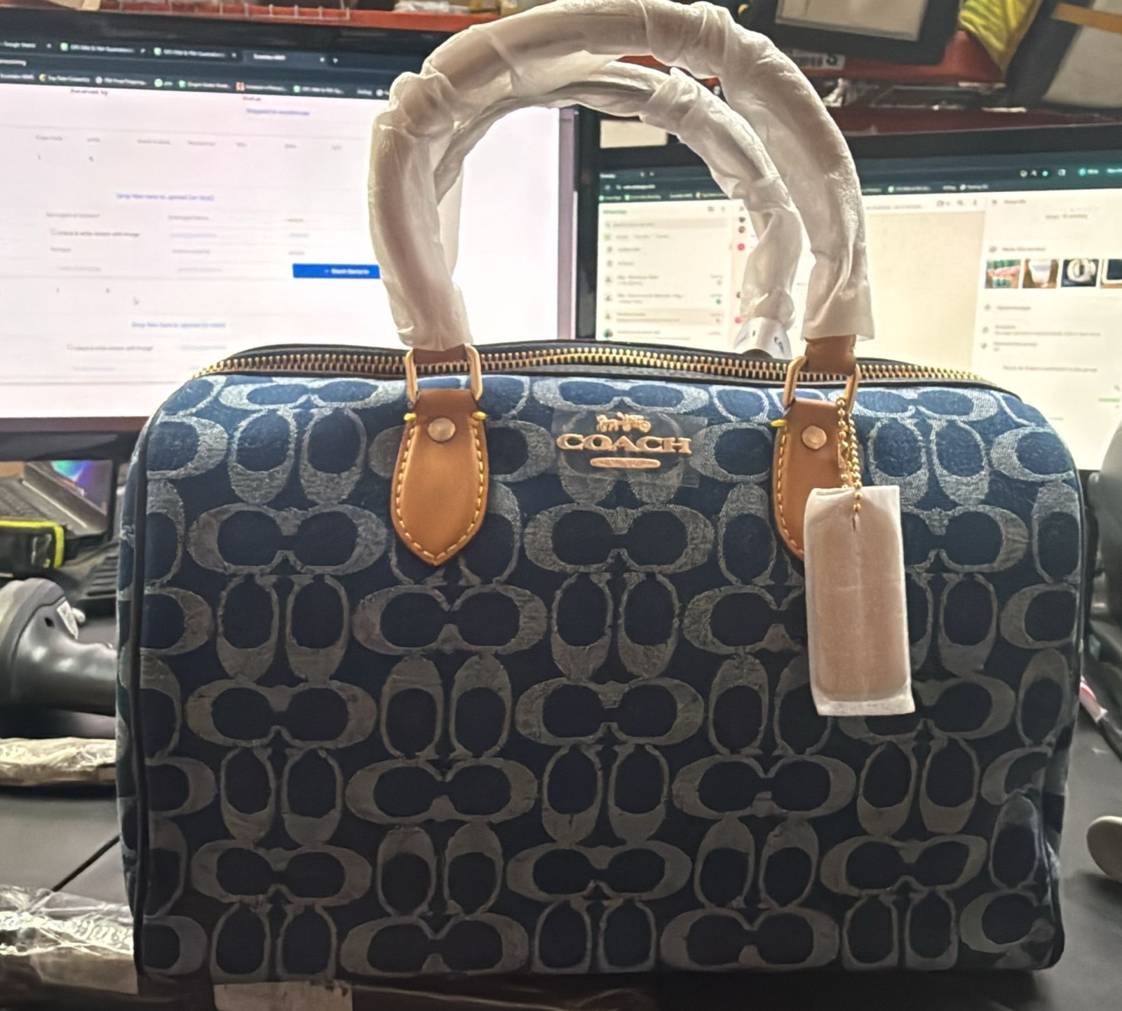COACH Rowan Large Satchel Bag Signature Canvas CY699 outlet New