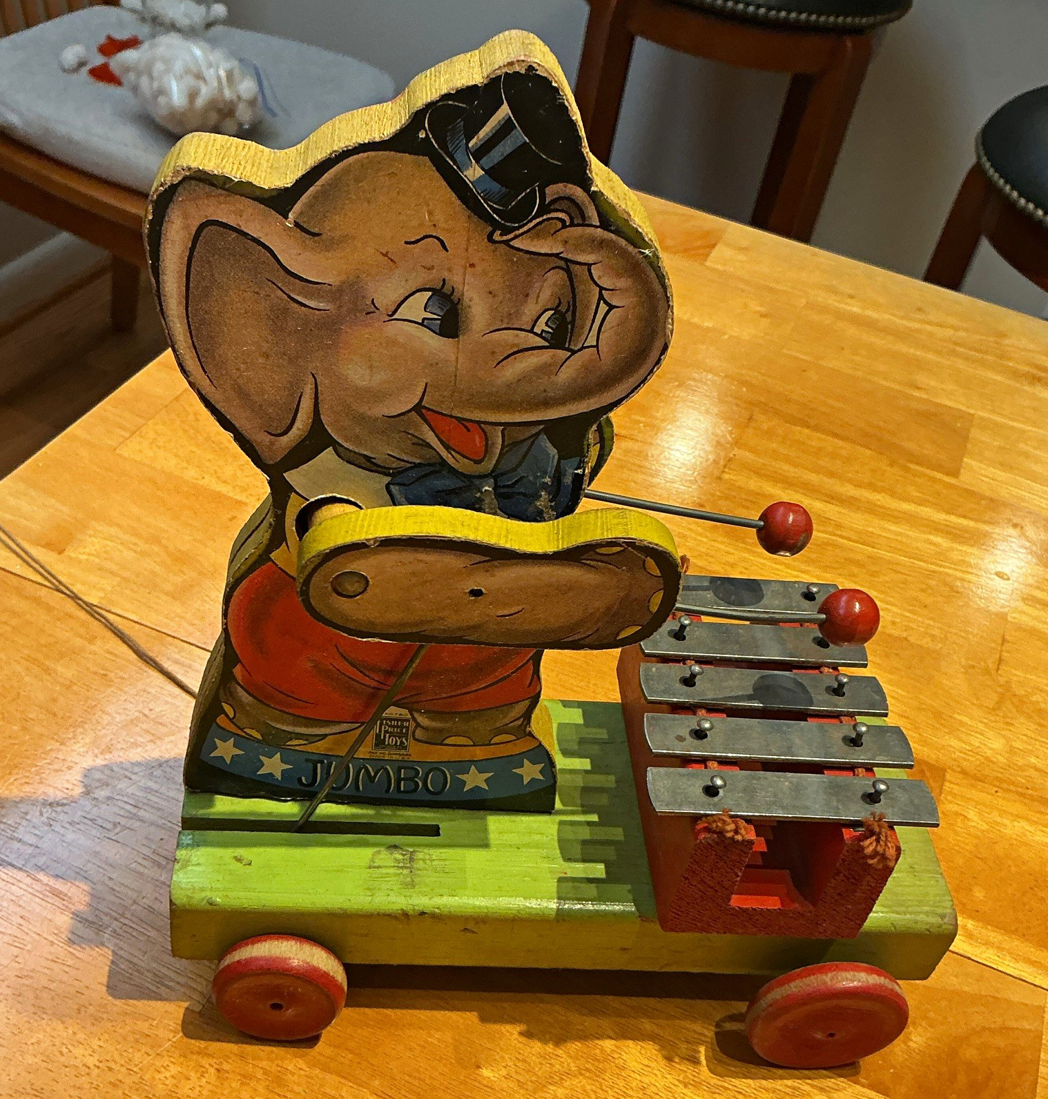 Vintage 1937 Fisher-Price #780 Jumbo Circus Xylophone Pull Toy - Rare Pre-War