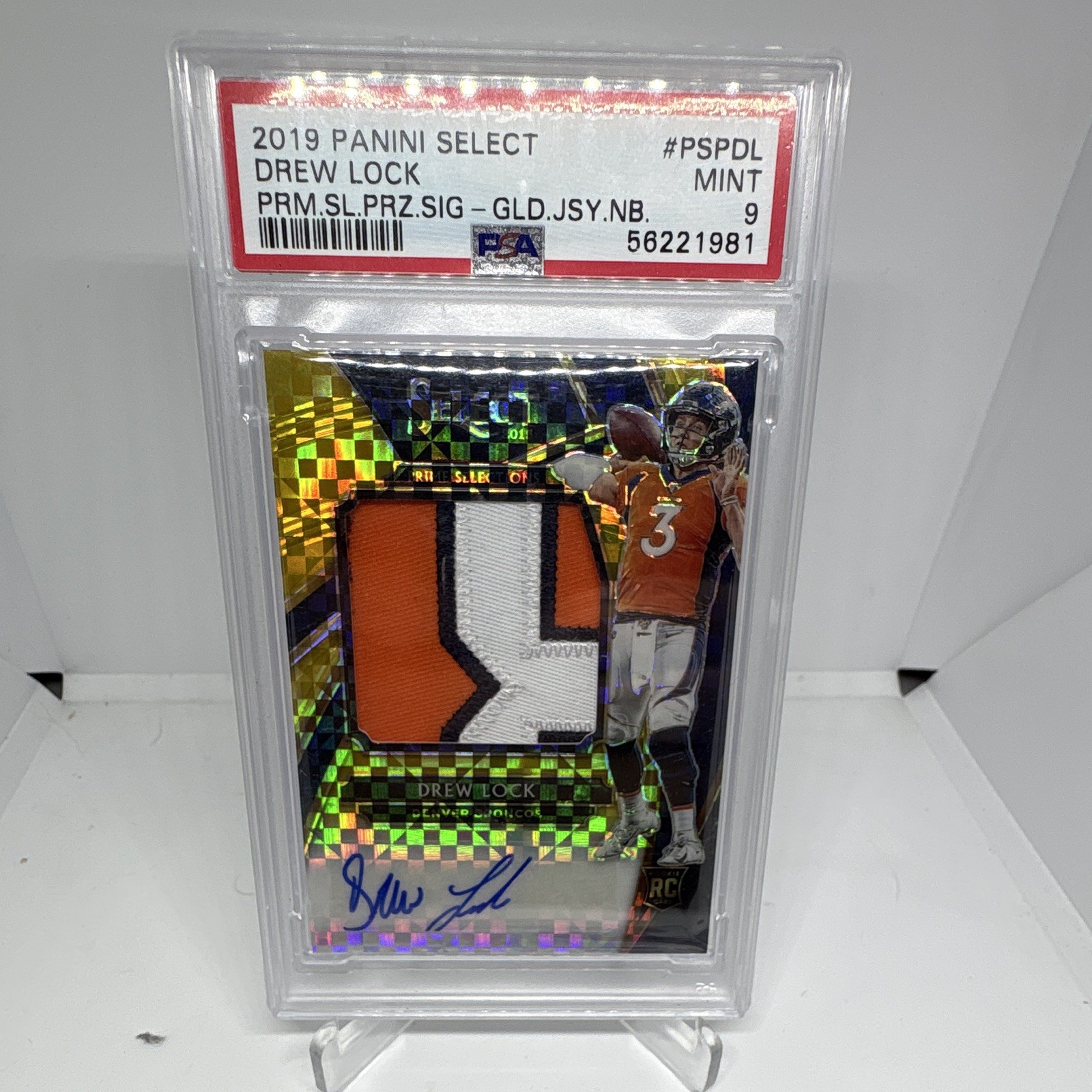 2019 Panini Select Drew Lock Prime Selections GOLD RPA RC Auto /10 BOOKEND 📈 2019 Panini Select Drew Lock Prime Selections GOLD RPA RC Auto /10 BOOKEND 📈
