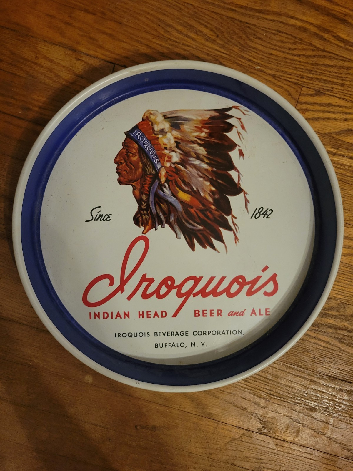 Vintage Iroquois Indian Head Beer Ale Tray Buffalo NY