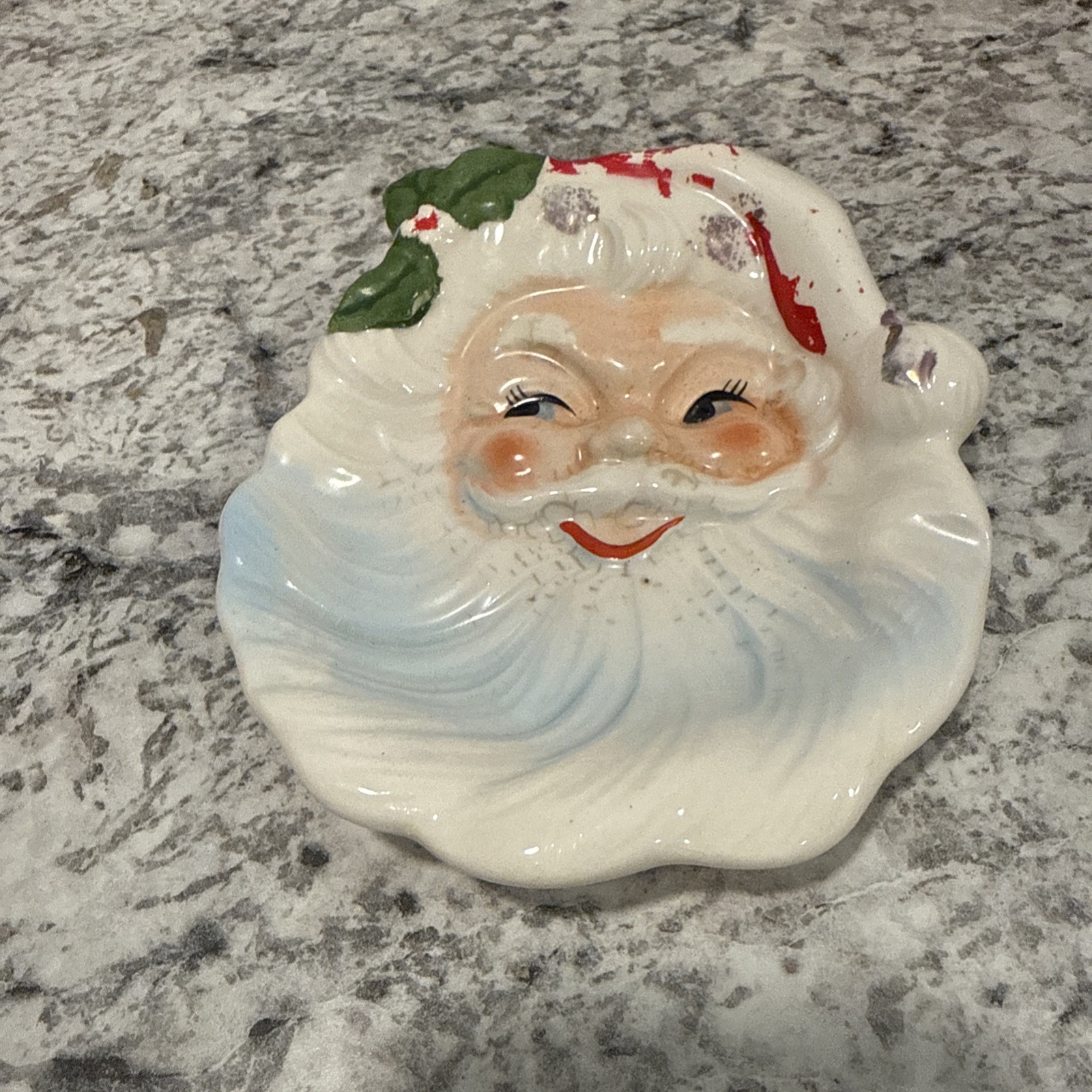 Vtg Santa Claus Face Wall Hanging MCM Christmas Candy Or Wall Hanger