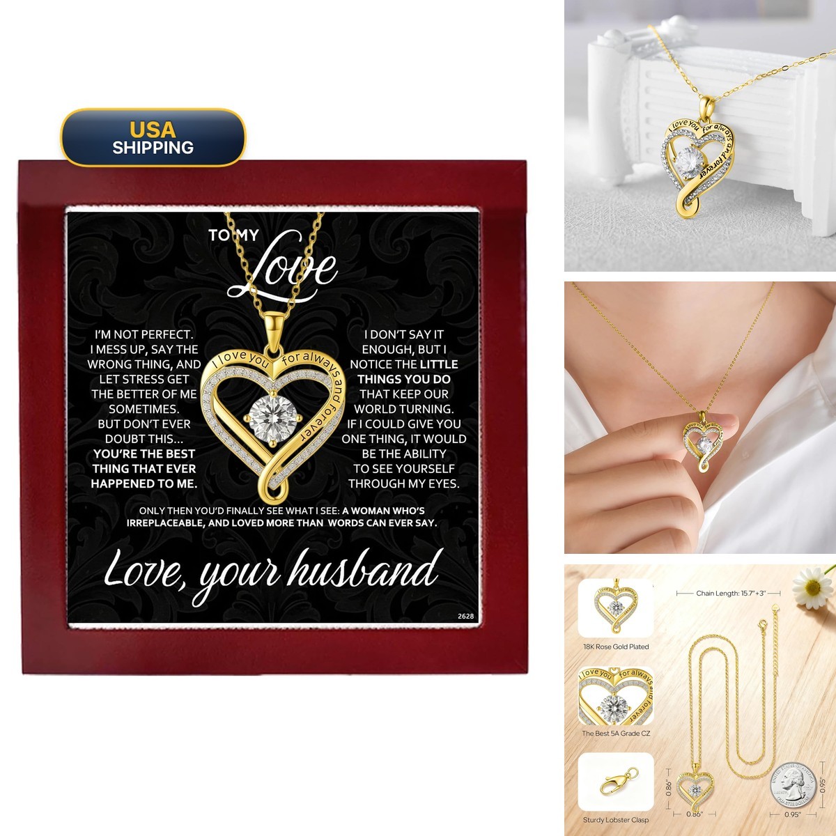 Ziella Jewelry Forever Love Heart Necklaces Wife,I Love You Necklace Ziella Jewelry Forever Love Heart Necklaces Wife,I Love You Necklace