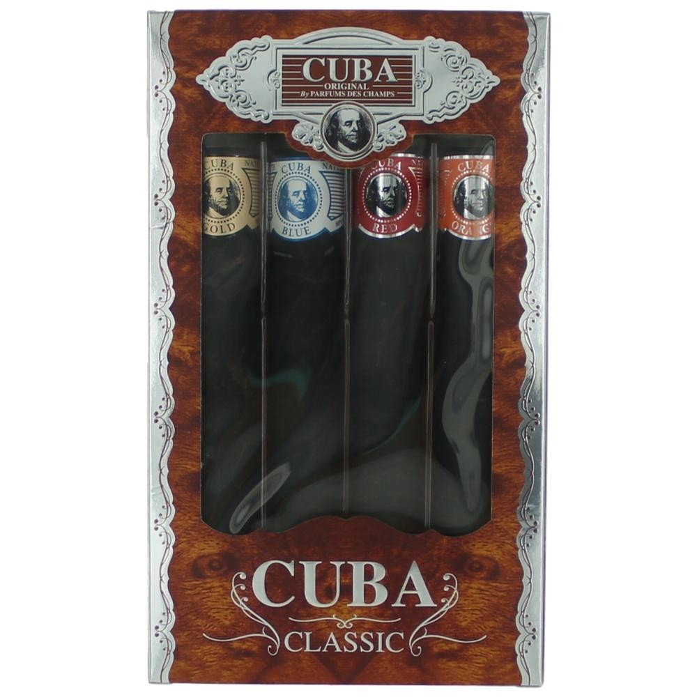 Cuba Classic By Cuba, 4 Piece Gift Set Men With Orange, Red, Blue & Gold Cuba Classic By Cuba, 4 Piece Gift Set Men With Orange, Red, Blue & Gold
