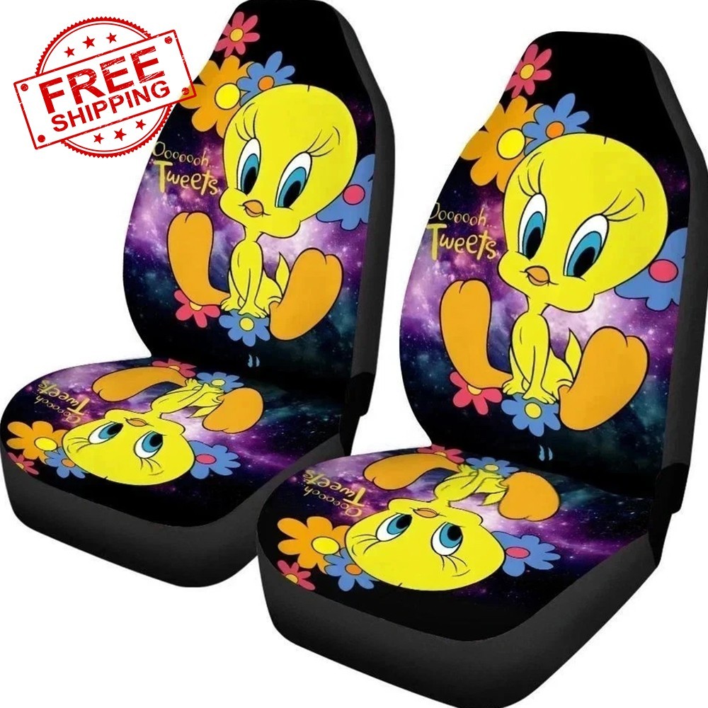 Tweety Bird Car Seat Covers Yellow Looney Tunes Cartoon Front Seat Protector Set Tweety Bird Car Seat Covers Yellow Looney Tunes Cartoon Front Seat Protector Set