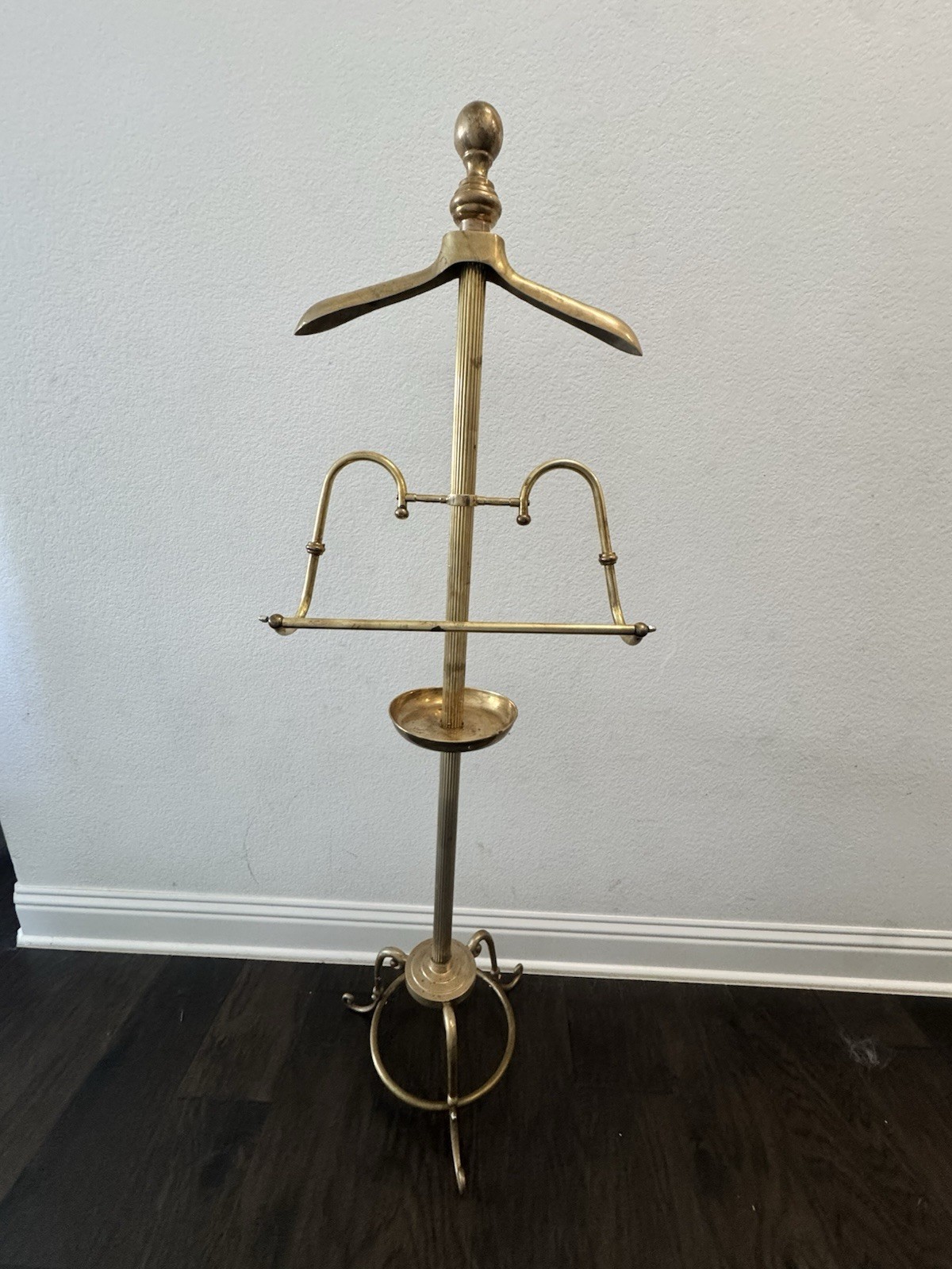 VTG Gentleman’s Brass Valet Butler Stand Suit Wardrobe Hanger Hollywood Regency