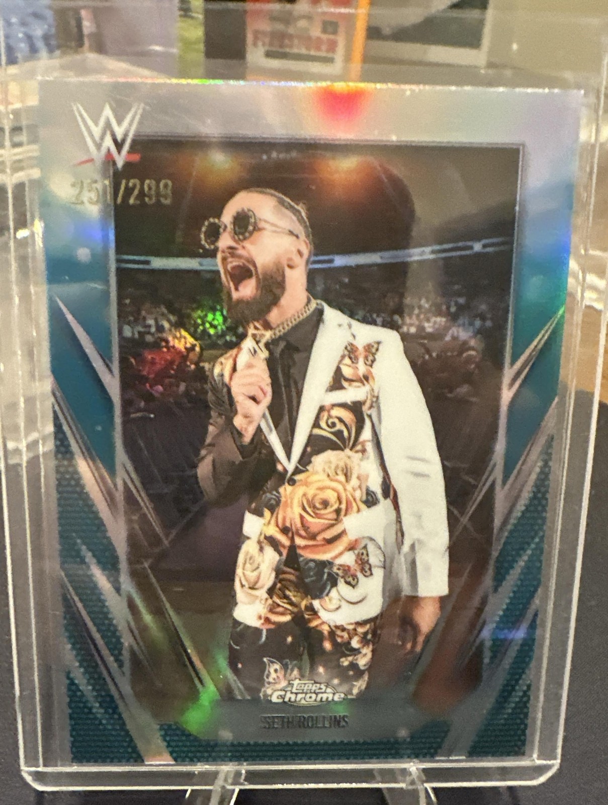 2026 Topps Chrome WWE Seth Rollins #40 Teal Refractor /299 2026 Topps Chrome WWE Seth Rollins #40 Teal Refractor /299