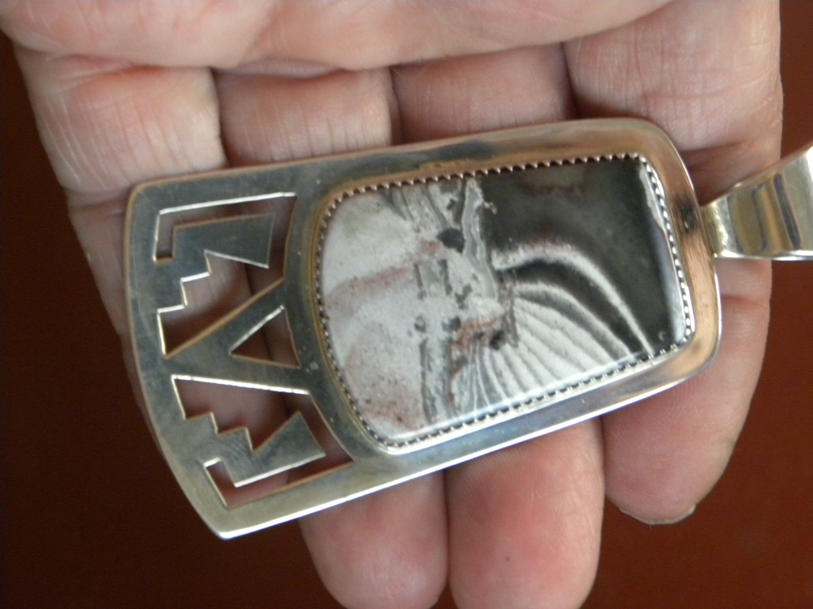 JLC Joe & Lejeune Chavez Santo Domingo Pueblo Sterling Silver Jasper Pendant 3\