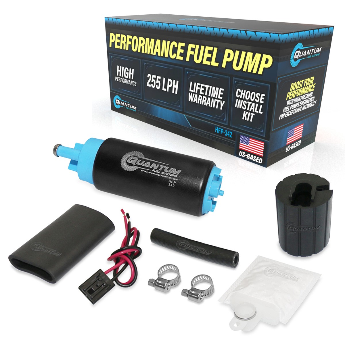 Replaces Walbro GSS342G3 GSS342 255LPH Intank Fuel Pump + Installation Kit QFS
