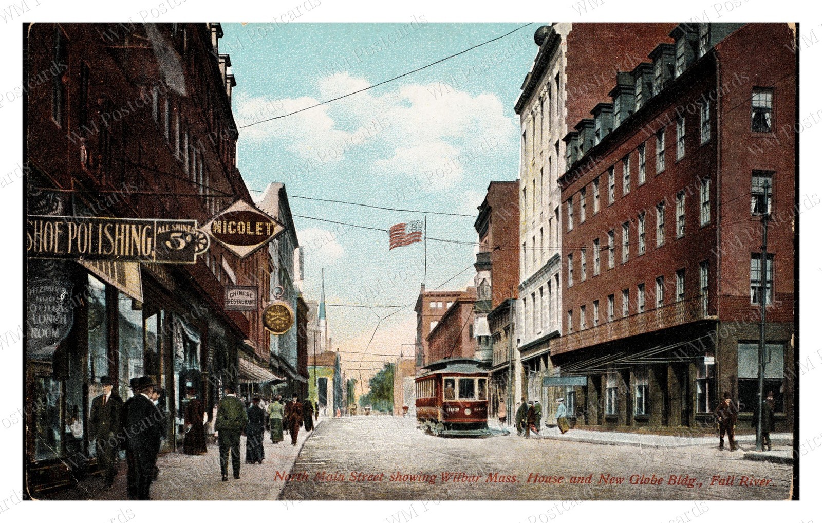 Fall River Massachusetts 1910s North Main Street Trolley Standard Postcard Fall River Massachusetts 1910s North Main Street Trolley Standard Postcard