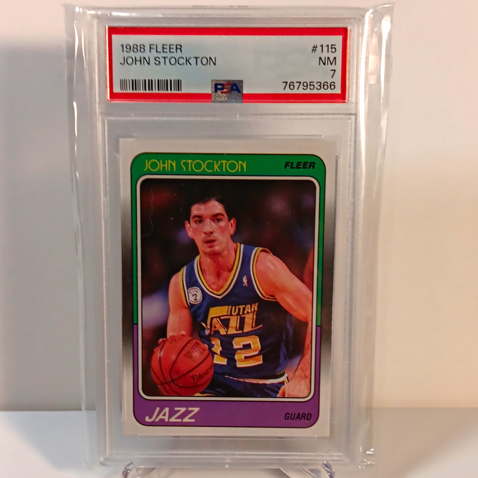 Fleer 1988-89 John Stockton Utah Jazz RC Rookie Base Card #115 PSA 76795366 Fleer 1988-89 John Stockton Utah Jazz RC Rookie Base Card #115 PSA 76795366