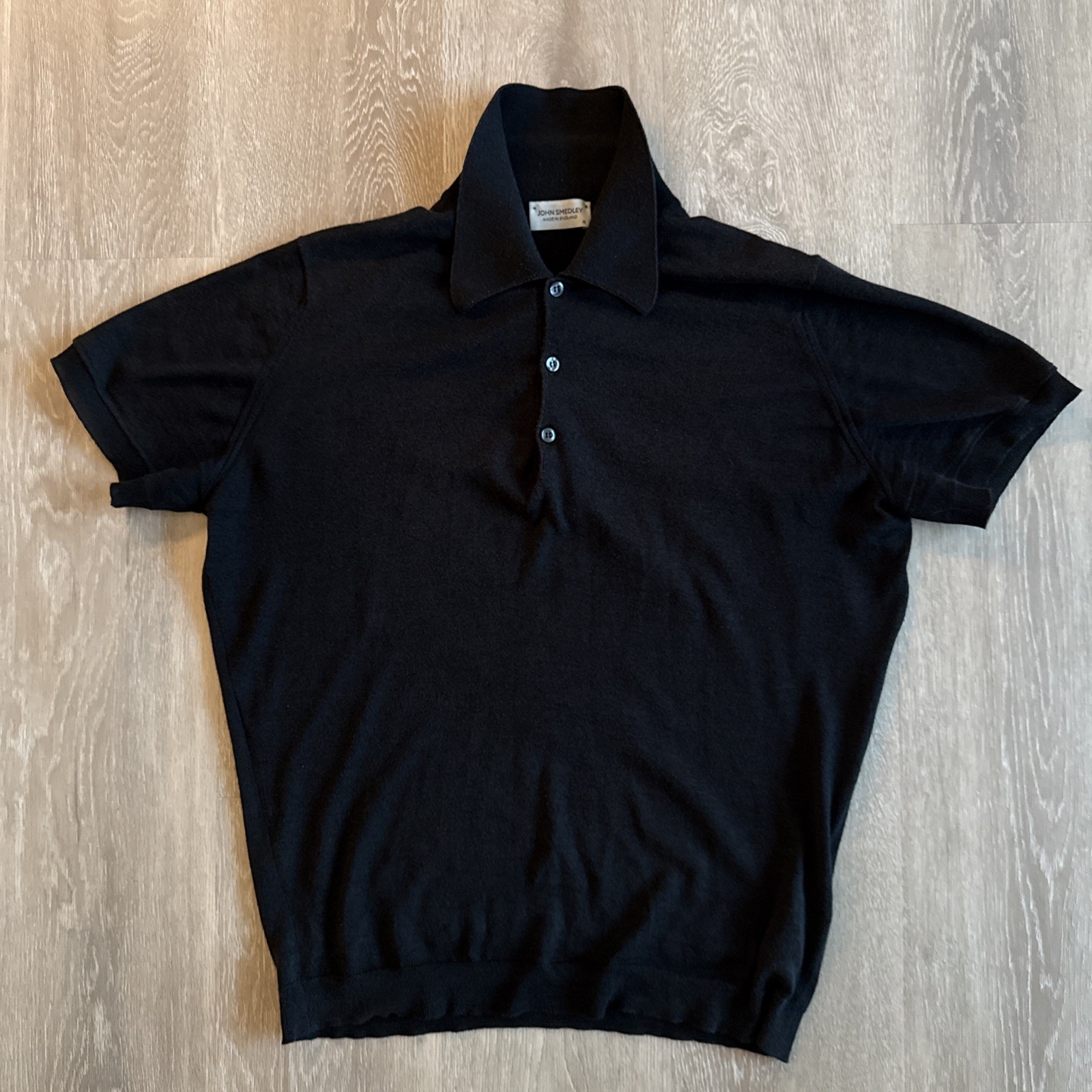 John Smedley Isis Sea Island Cotton Black Polo Medium M $360 Retail John Smedley Isis Sea Island Cotton Black Polo Medium M $360 Retail