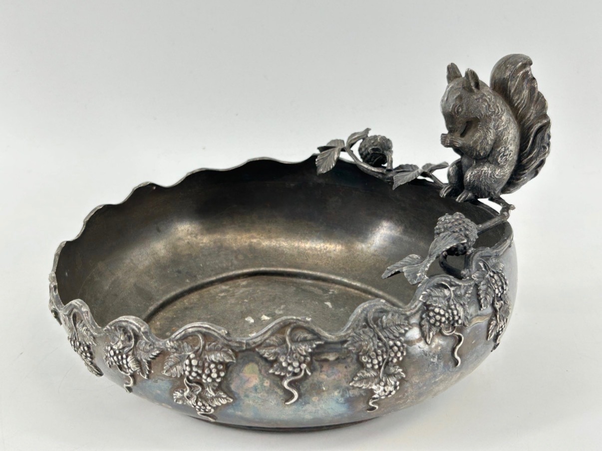 Antique E.G. Webster Silver Plate Squirrel Nut Dish Bowl