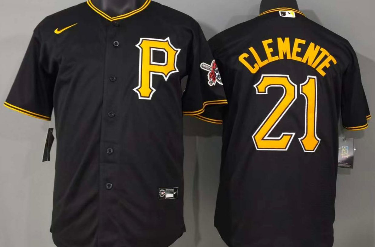 ​​Tariffs​ Free PIT Pirates #21 Roberto Clemente Cool Base Sewn Stitched Jersey