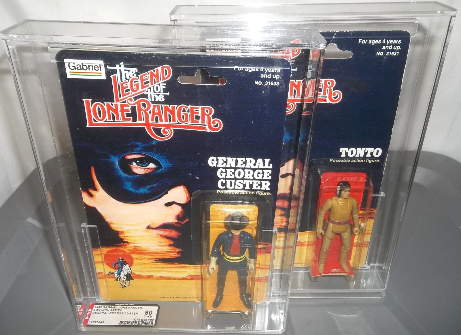 Gabriel Legend of the Lone Ranger George Custer AFA 80 1980 & Tonto MOC