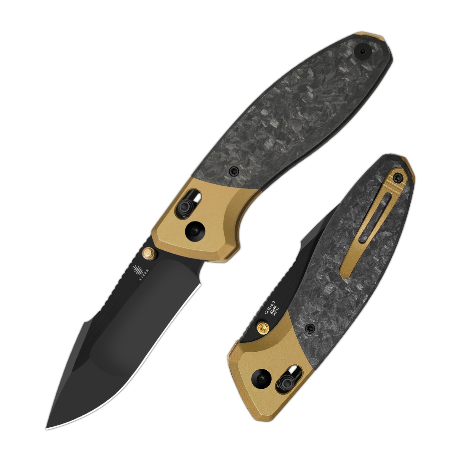 Kizer Staffi Folding Pocket Knife S45VN Blade Titanium & Carbon Handle Ki3695A1