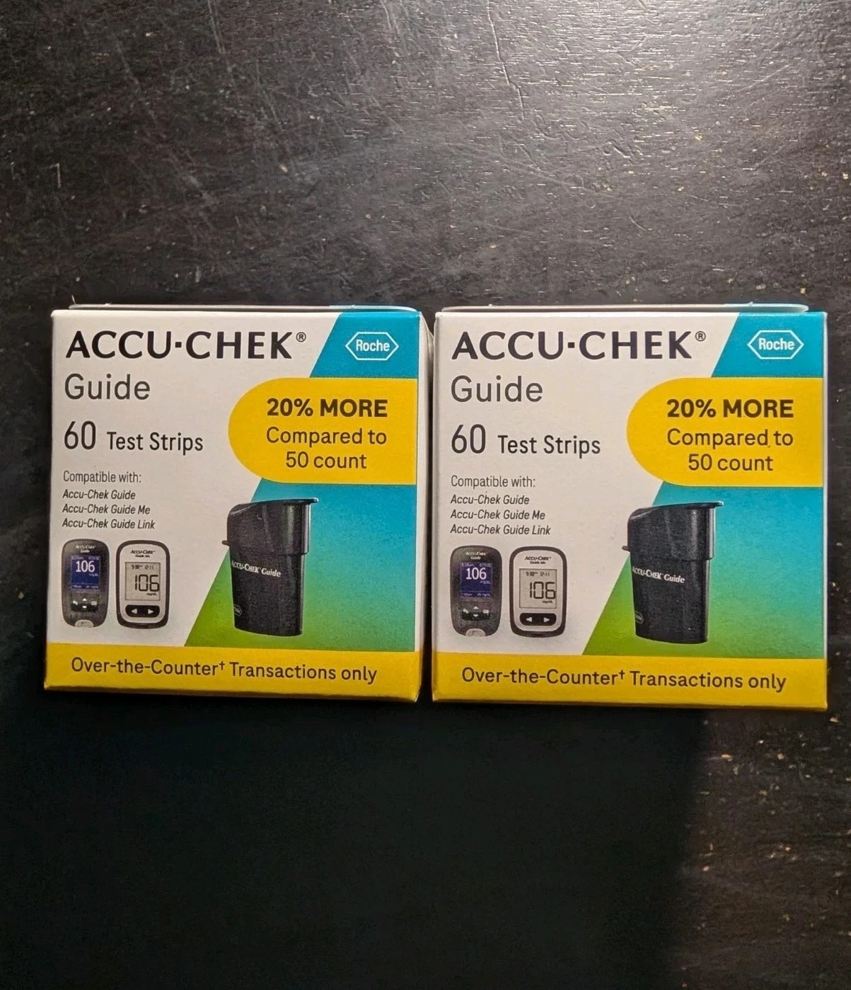 120 Accu-Chek Guide Test Strips (2 Boxes of 60ct) - Exp 9/2027+