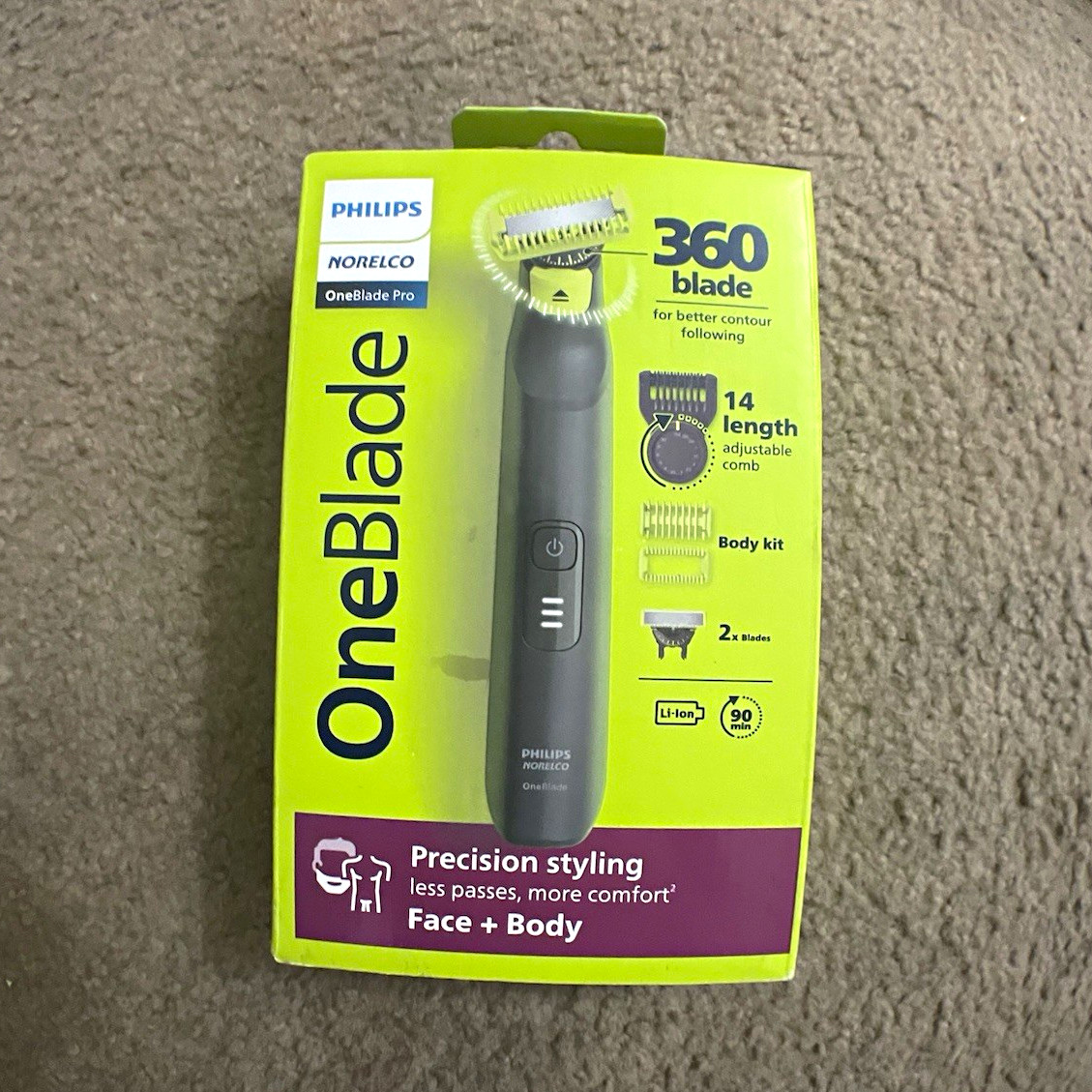 Philips Norelco OneBlade Pro 360 Rechargeable Face/Body Trimmer, 14 Lengths Philips Norelco OneBlade Pro 360 Rechargeable Face/Body Trimmer, 14 Lengths