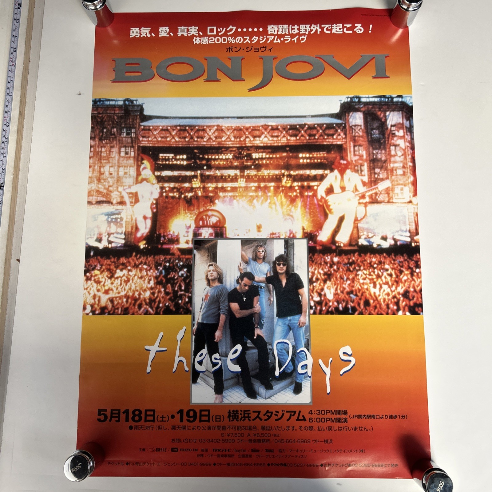 Japan PROMO poster BON JOVI 1996 These Days tour 20” x 28.5”