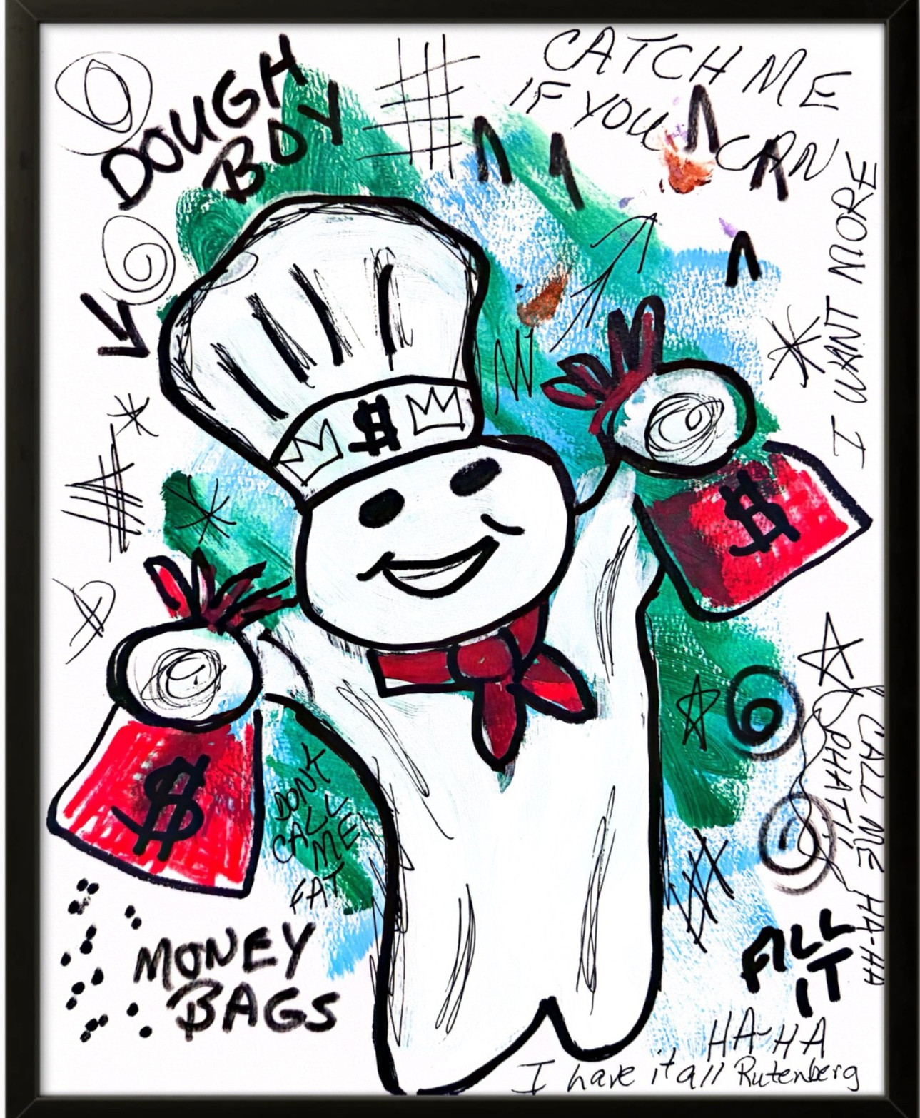 Rutenberg Original 11x14 Expressionist Doughboy Money Bags Painting Signed Paper