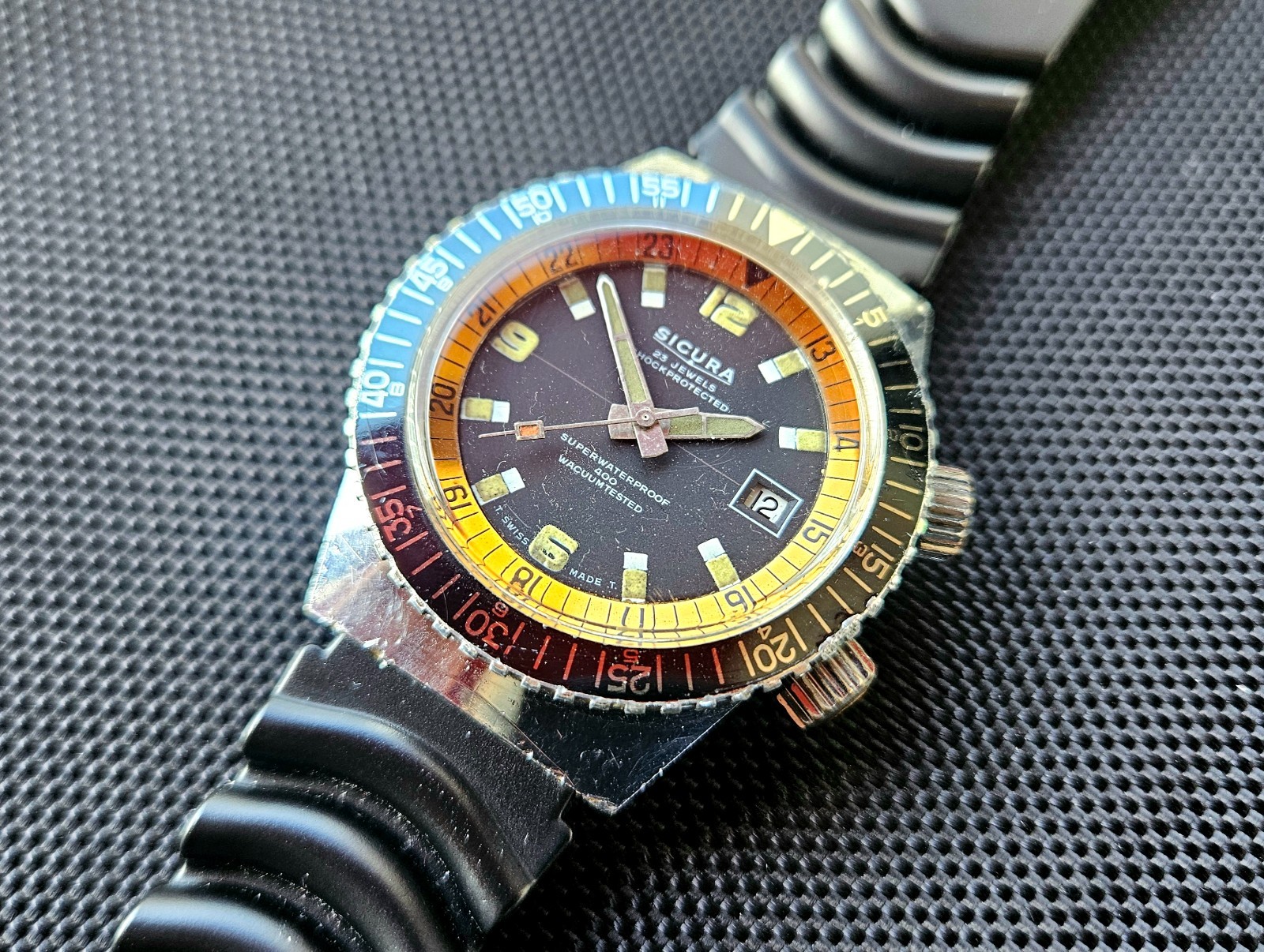 Vintage Divers Watch Sicura 400m 23 Jewels Manual Wind Super waterproof