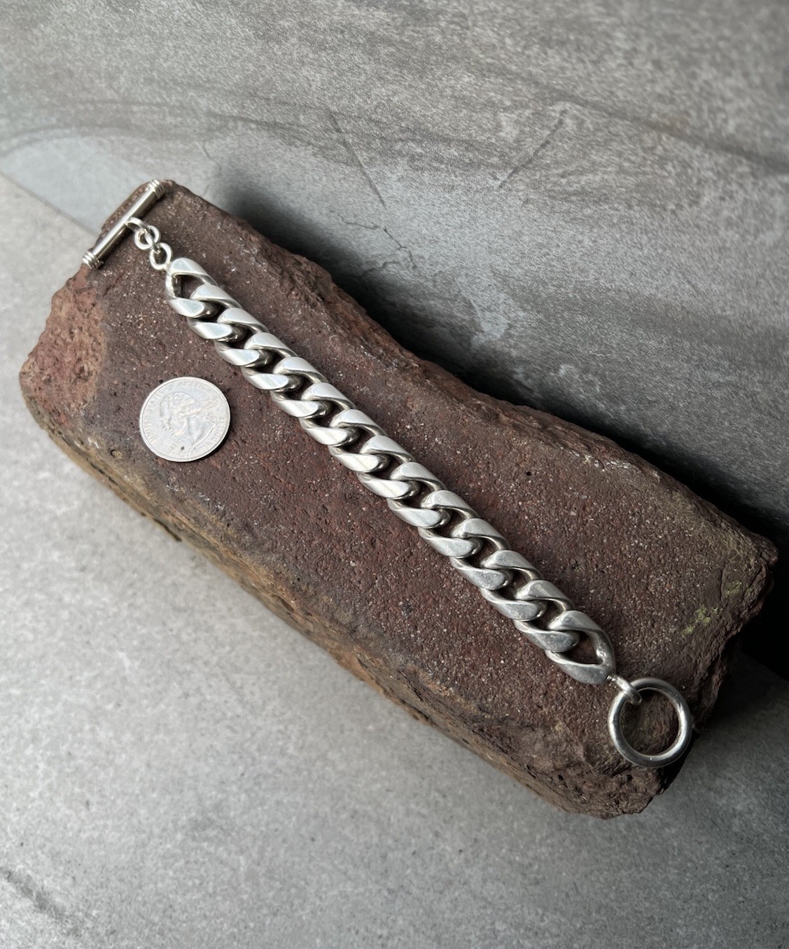 86g Mens Vintage Sterling Silver Rounded Heavy Cuban Link Chain Bracelet 925