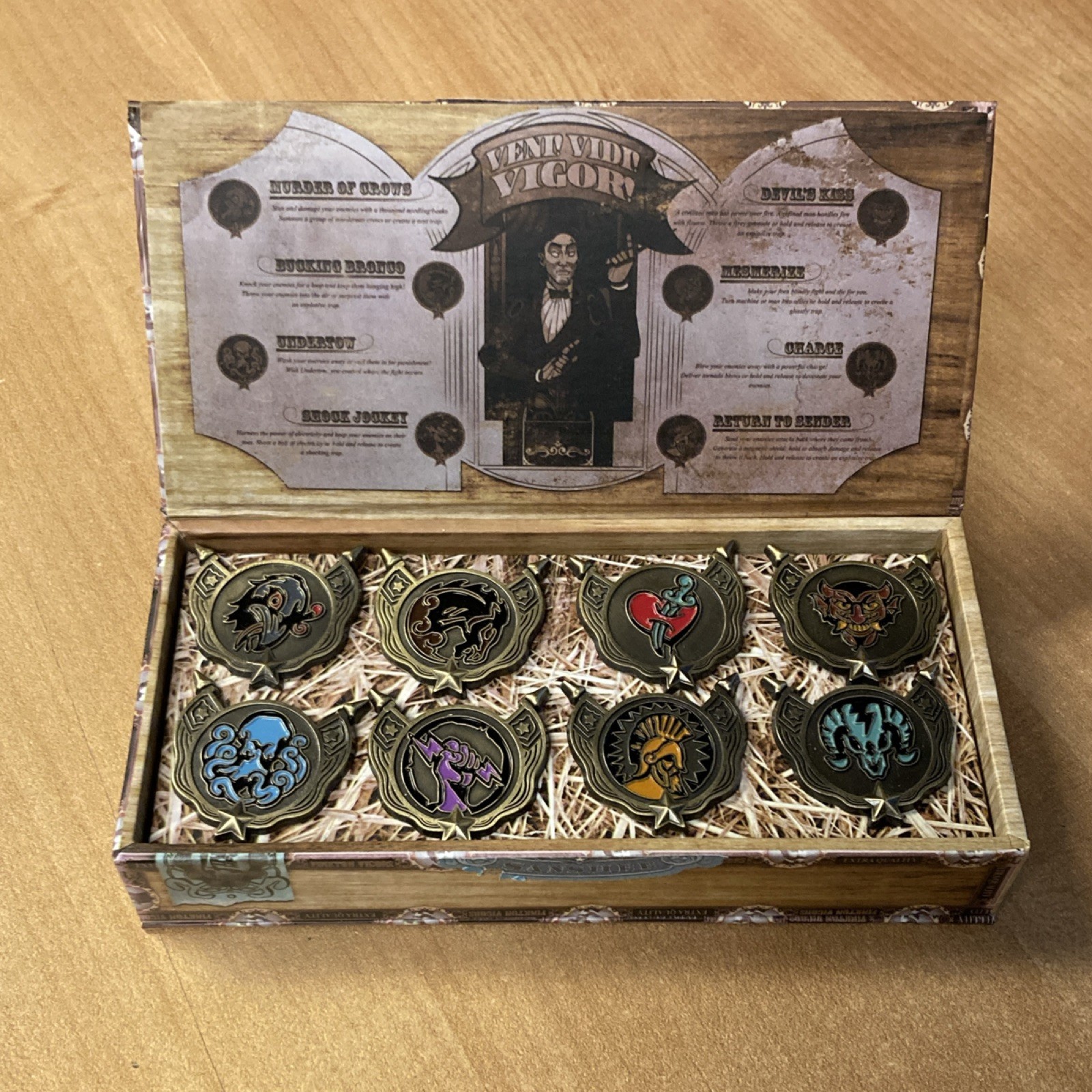 Bioshock Infinite Fink Mfg. Vigor Collectible Pin Set - Never Worn Original Box