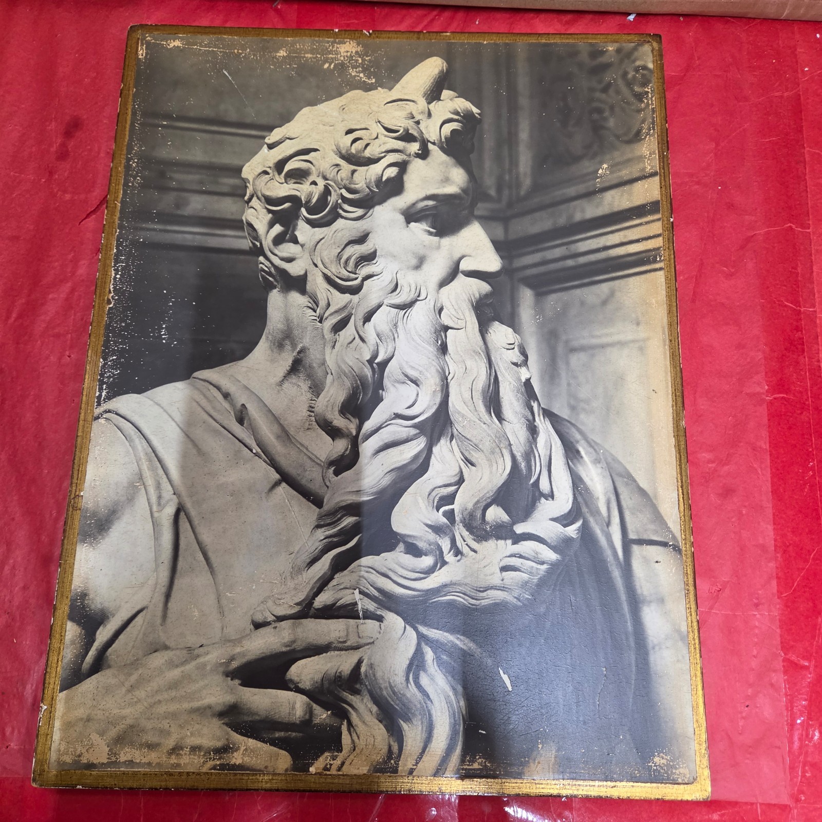 Vintage Fratelli Alinari Firenze Italy Classical Sculpture Photo Wood Plaque