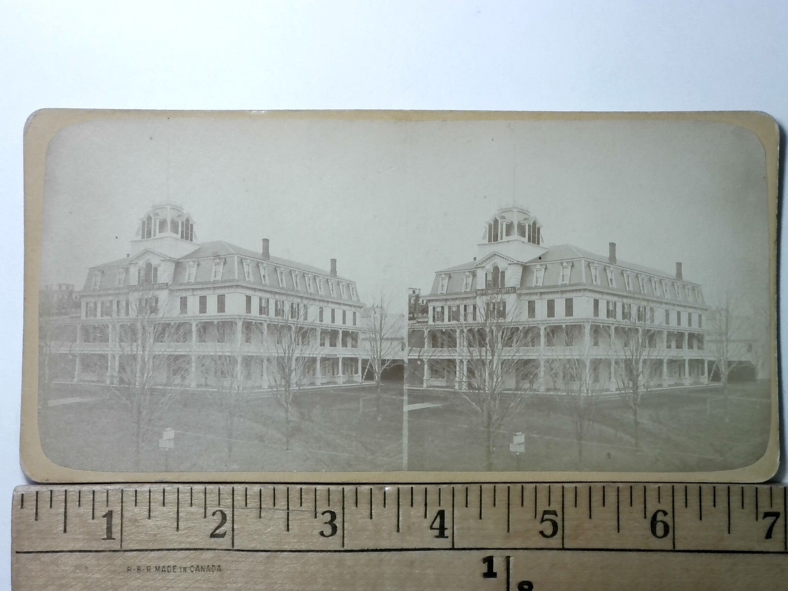 Massasoit House Spencer MA Stereoview Antique c1870 Massachusetts Hotel