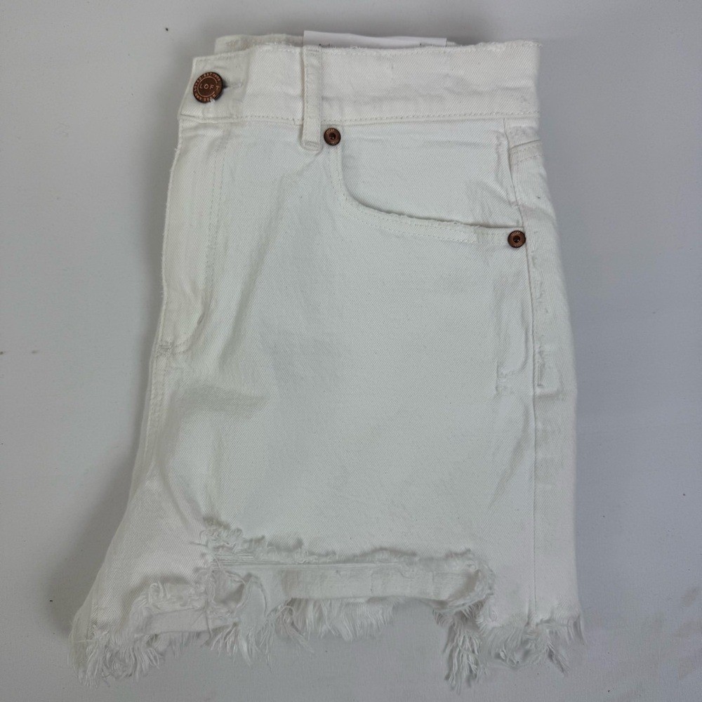 NEW LOFT The High Waist Cut Off Denim Shorts Size Small 4 Women\'s White
