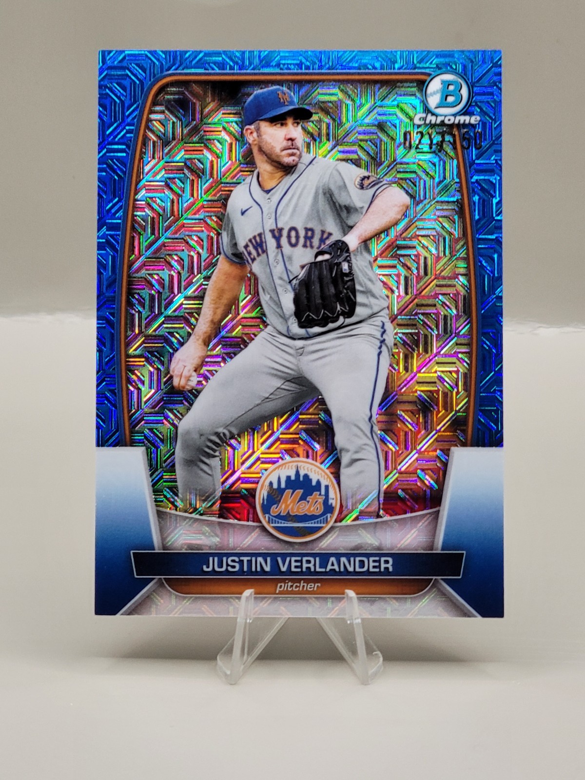 2023 Bowman Justin Verlander Chrome Blue Mojo Refractor /150 No. 64 2023 Bowman Justin Verlander Chrome Blue Mojo Refractor /150 No. 64