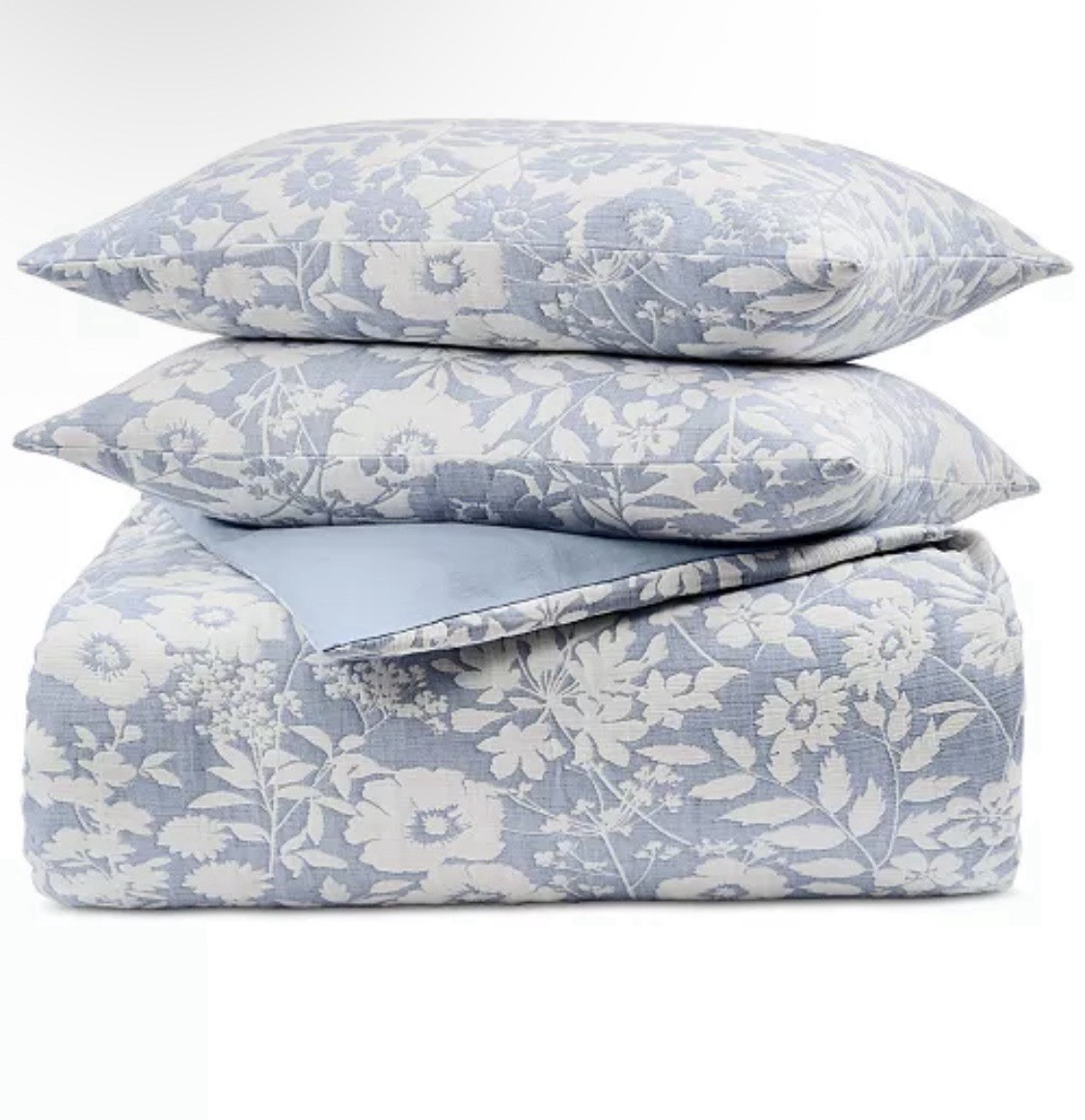 Charter Club Floral 3pc Reversible Full/Queen Comforter Set Blue/White