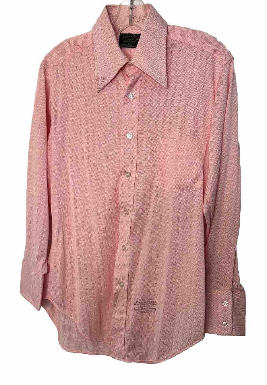 Vtg 70s Sears disco shirt 15.5 32 Pink Dagger Collar Button Up Sears MCM Print Vtg 70s Sears disco shirt 15.5 32 Pink Dagger Collar Button Up Sears MCM Print