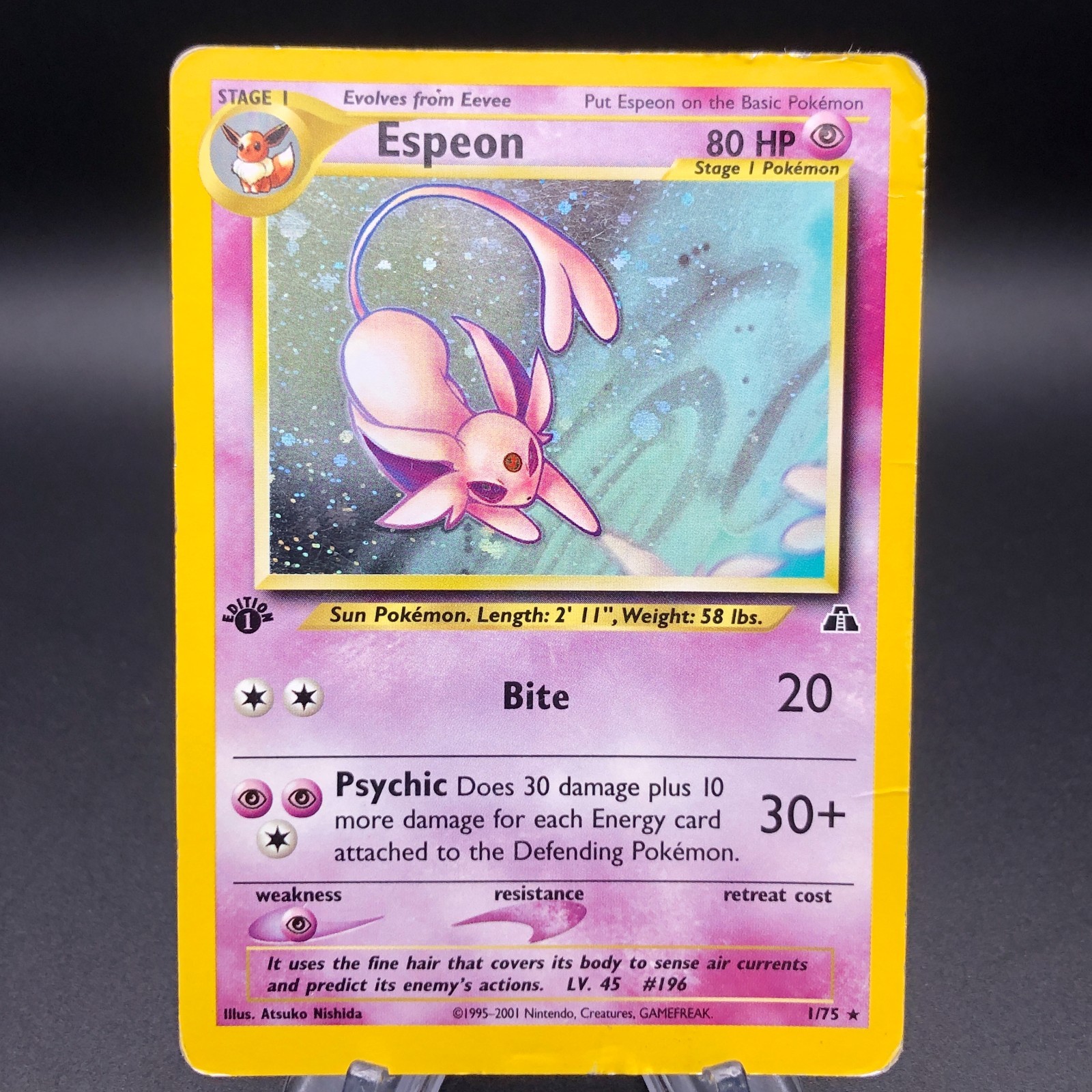Pokemon Espeon 1/75 - 1st Edition Holo Rare 2001 Neo Discovery HP