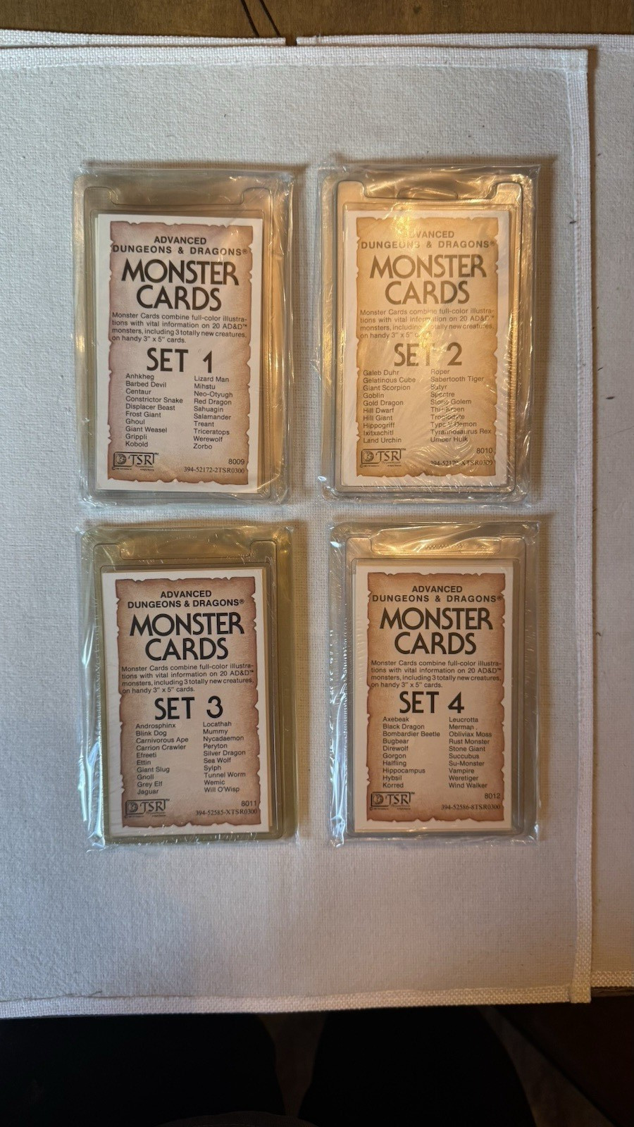 Dungeons & Dragons TSR Monster Cards 1982 Sets 1,2,3,4 ALL SHRINK 8009-8012