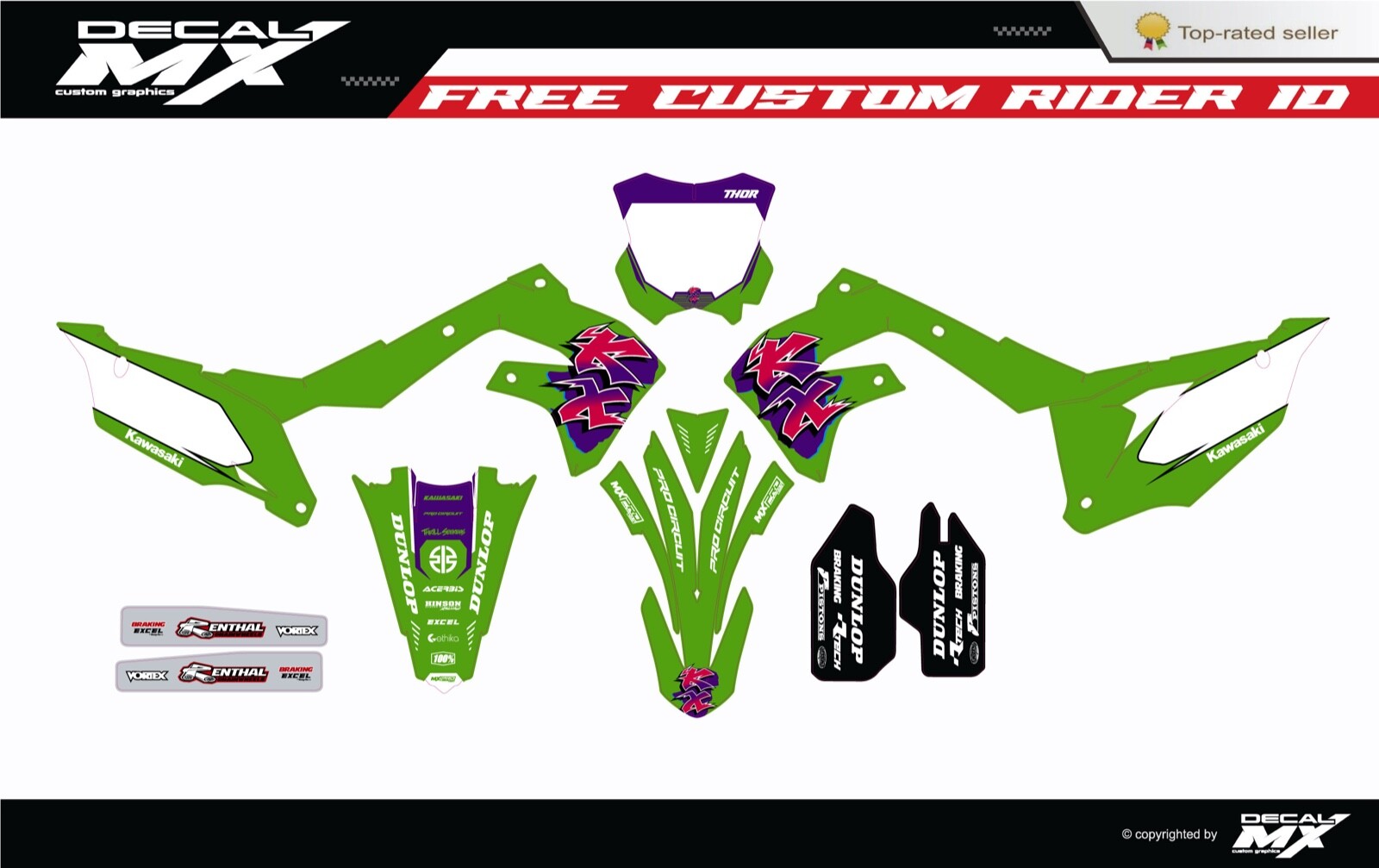 Fit Kawasaki KX450F (2019 20 21 22 2023) KX250F (2021 22 23 2024) graphic kit kx