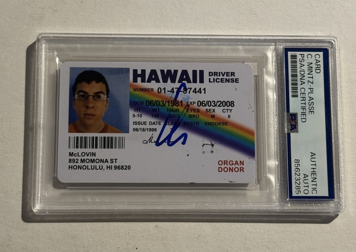 McLovin Fake ID Superbad Signed Auto PSA/DNA Slabbed Christopher Mintz-Plasse