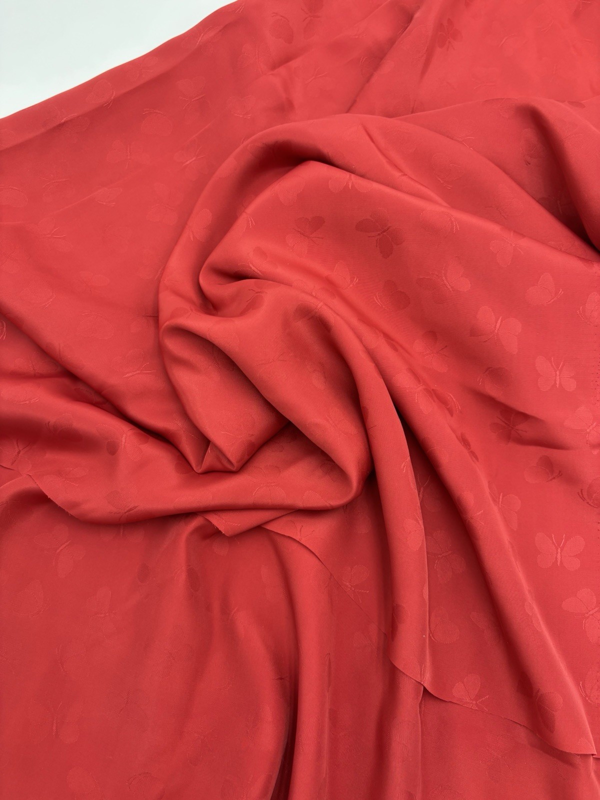vintage vibrant red silk charmeuse tonal woven butterfly fabric 3 Yds x45 Dress vintage vibrant red silk charmeuse tonal woven butterfly fabric 3 Yds x45 Dress