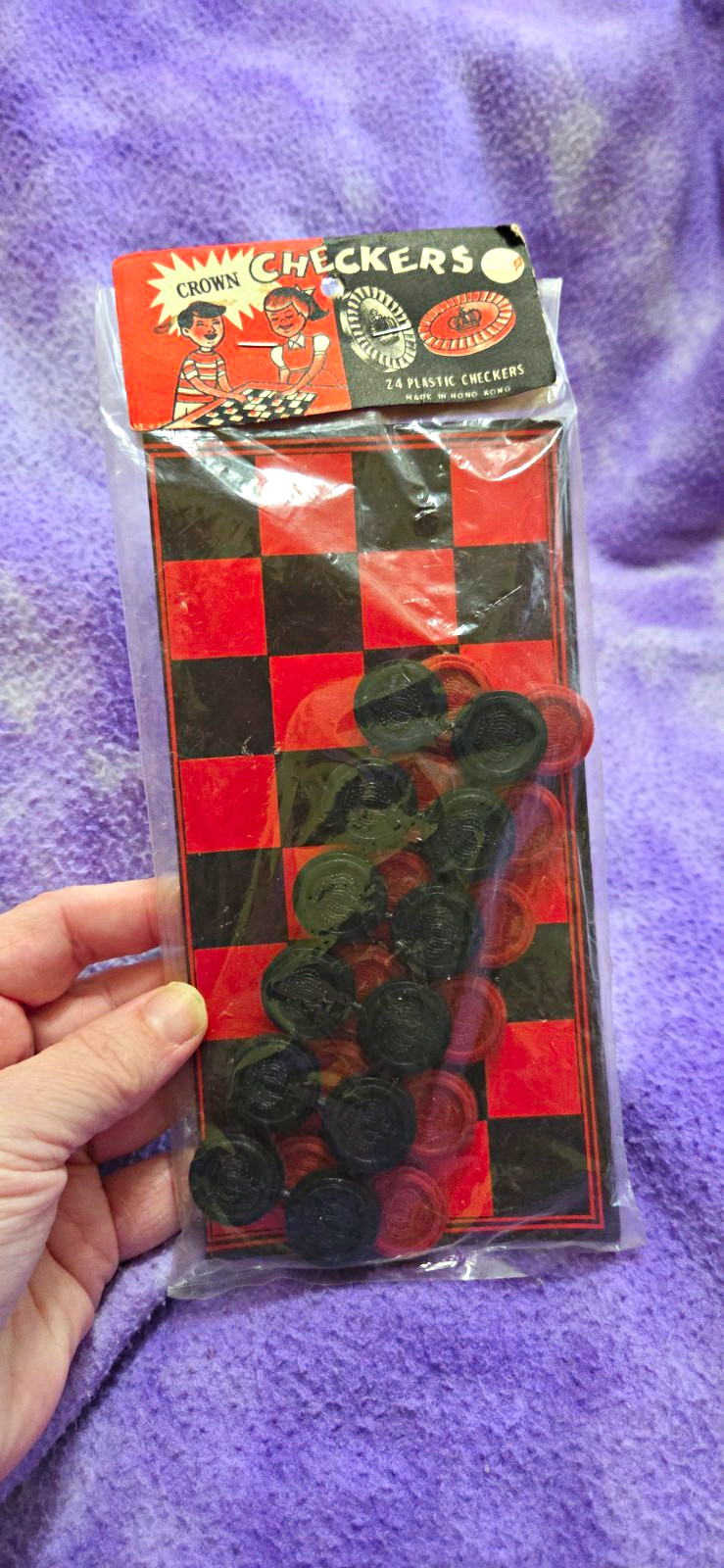 Vintage Crown Checkers, manufactured in Hong Kong 1960s or 1970s. Vintage Crown Checkers, manufactured in Hong Kong 1960s or 1970s.