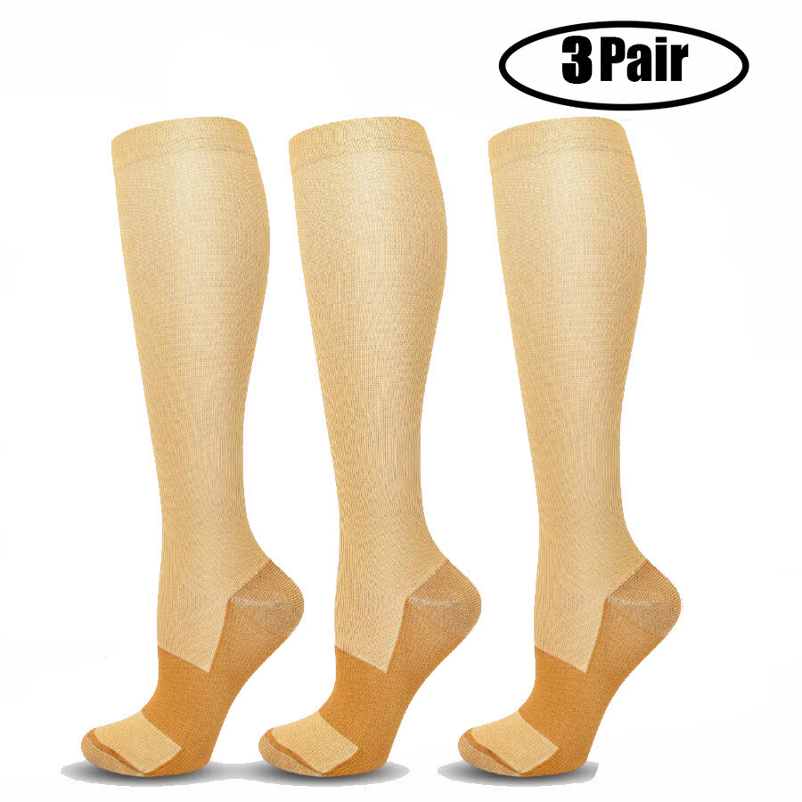 3/6Pairs Copper Compression Socks 20-30mmHg Graduated Support Men\'s Women\'s XXL