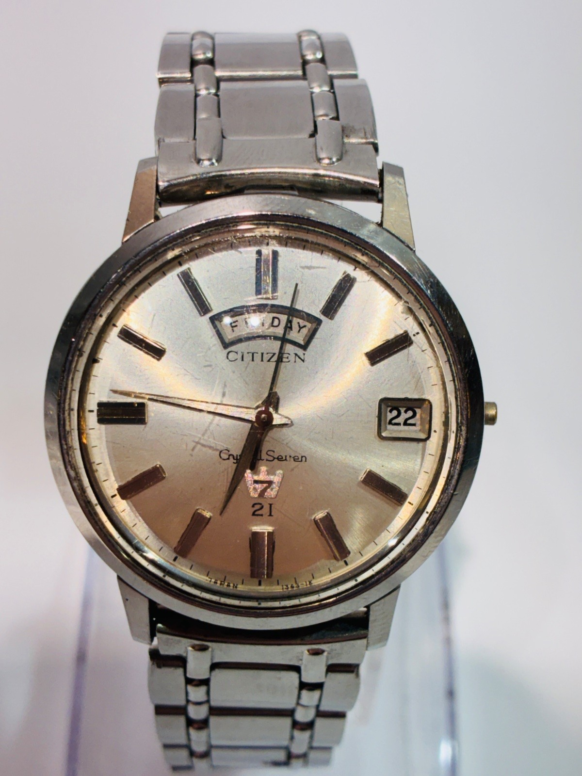 Vtg Citizen Crystal Seven 21J Automatic Day Date Men\'s Watch 51-7892 Untested Vtg Citizen Crystal Seven 21J Automatic Day Date Men\'s Watch 51-7892 Untested