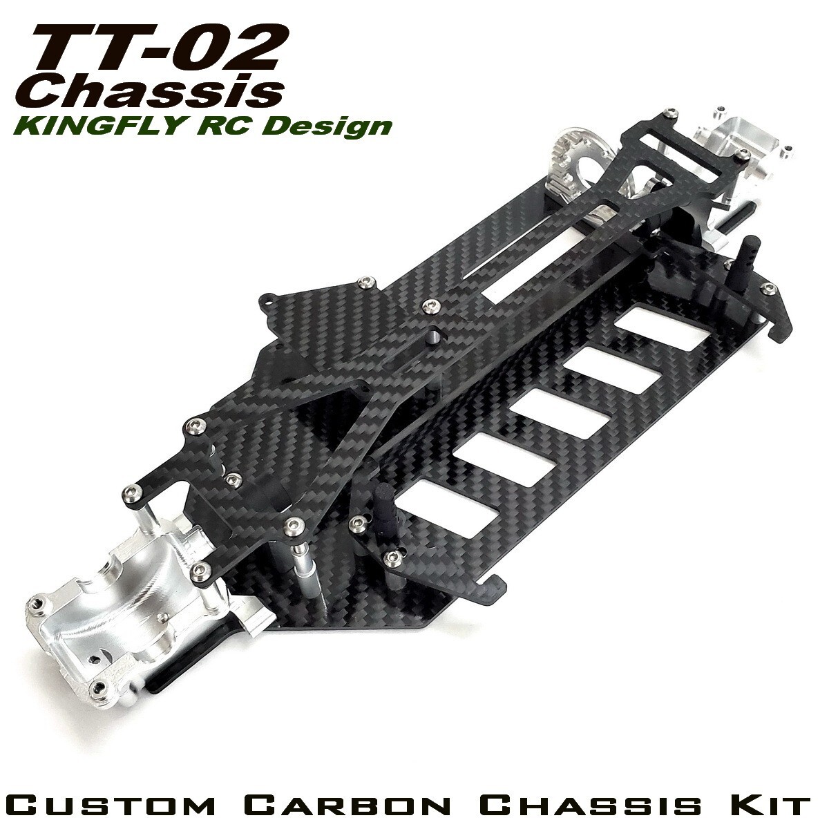 Custom Aluminum Lower Gearbox with Carbon Chassis kit for TAMIYA TT-02 Chassis
