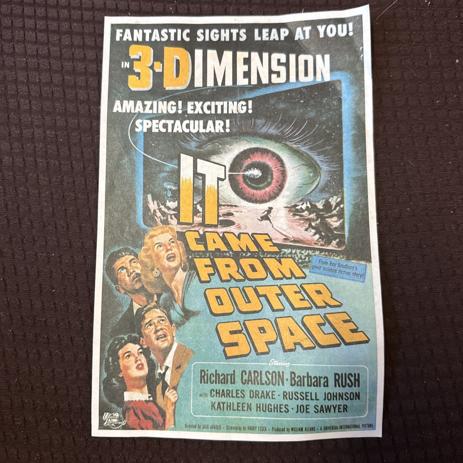 1953 It Came From Outer Space 3-D Original Movie Promo 10x6.5”