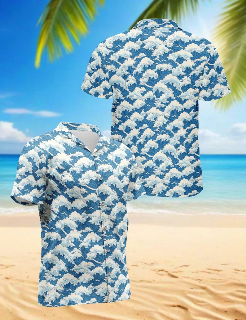 Japanese Wave Ukiyo Art Beach Style Aloha Beach Vacation Summer Hawaiian Shirt