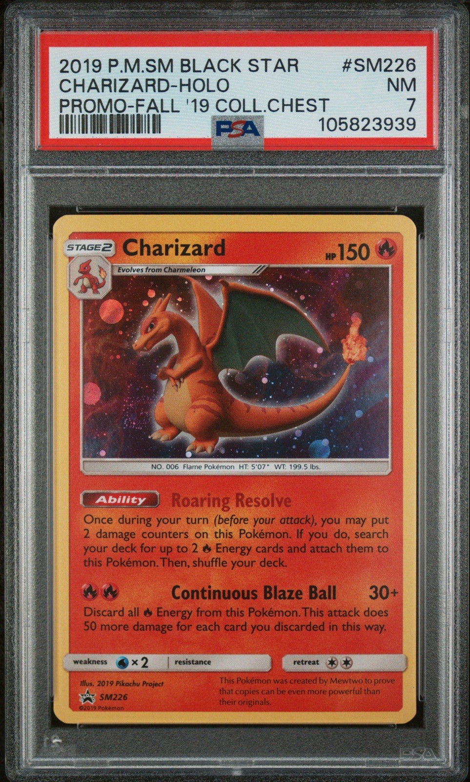 2019 Pokemon Black Star Promo Charizard Holo #SM226 PSA 7 NM Fall Chest