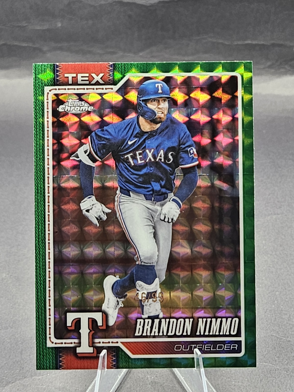 2026 Topps Chrome Brandon Nimmo Green Geometric Refractor #/99 Rangers