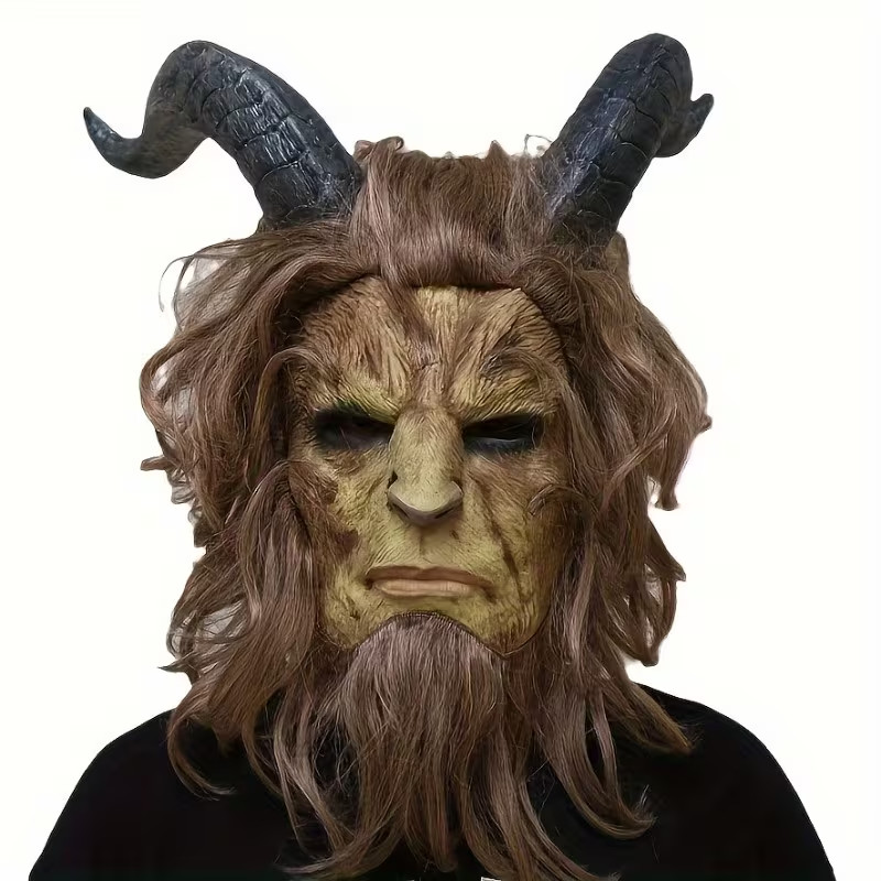 Beauty and the Beast Mask Prince Adam Halloween Cosplay Horror Horned Costume 