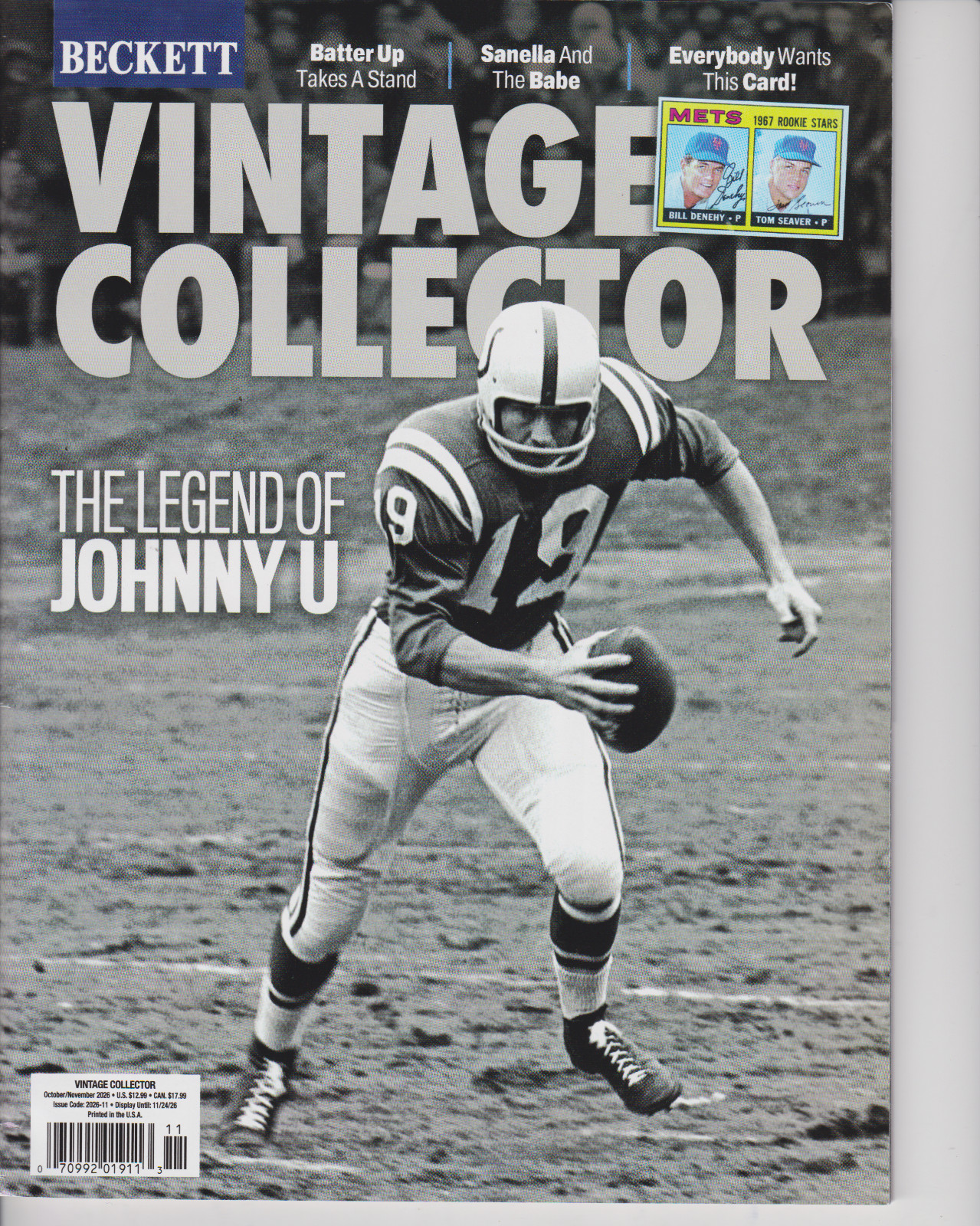 Beckett Vintage Collector Price Guide October/November 2026 Johnny Unitas Cover