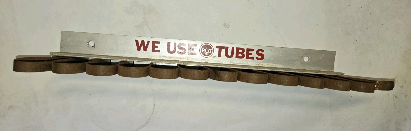 Vintage RCA Tubes Metal Holder Advertising Display Radio Tv Sign We Use Tubes Vintage RCA Tubes Metal Holder Advertising Display Radio Tv Sign We Use Tubes